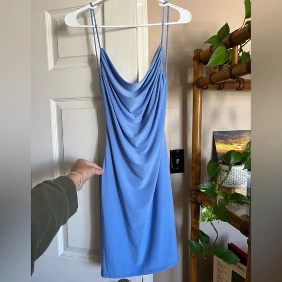 Saint Sky Blue Open Back Scoop Neck Mini Dress - Picture 4 of 7